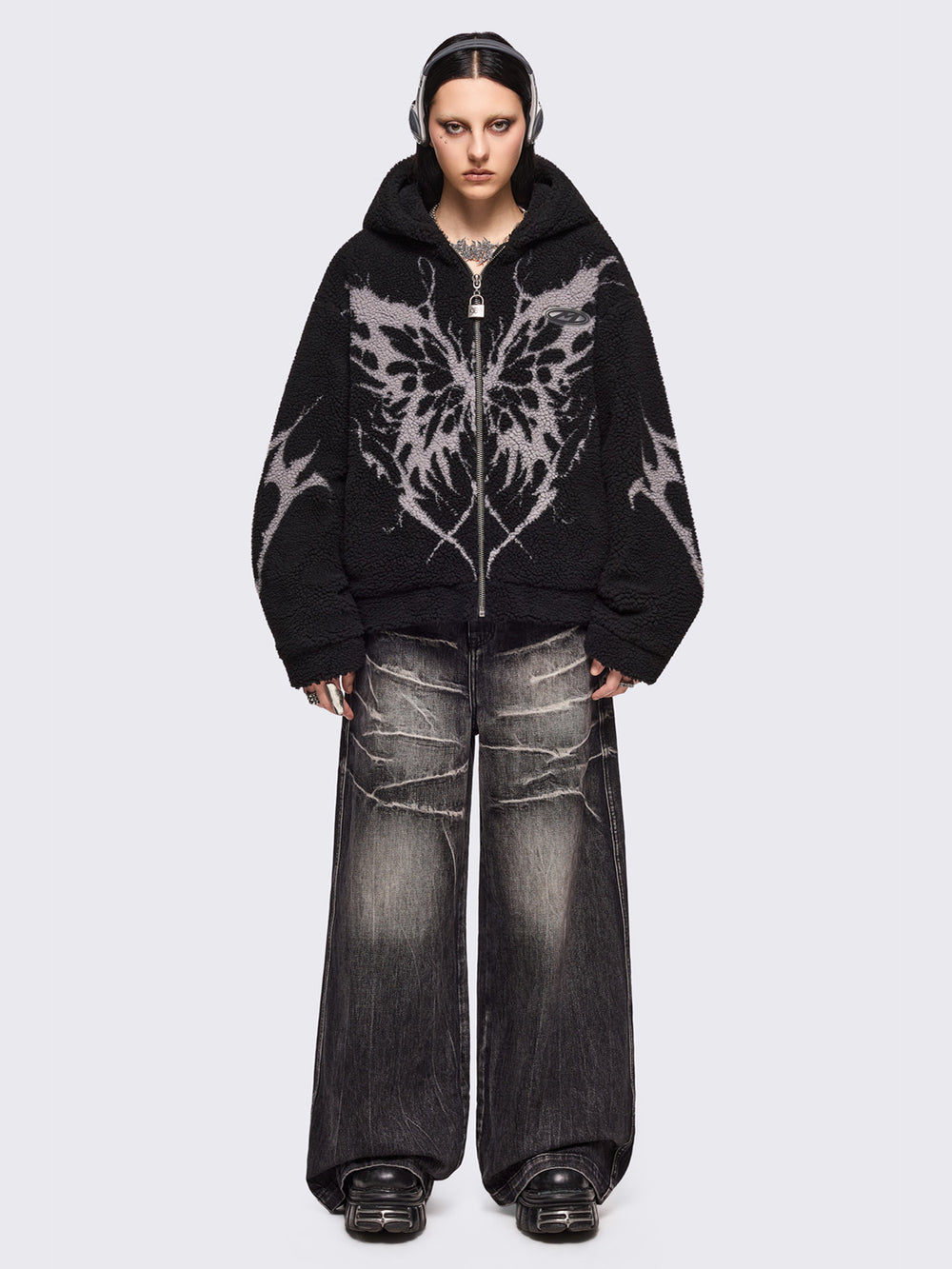 ジャケット・アウター 00s y2k DKNY Real Fur Mouton Jacket Vintage DKNY 80s All Over Rhinestone Studded Denim Jacket