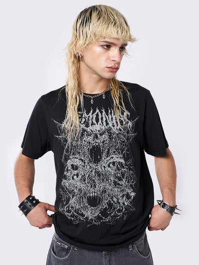 Demoniac Black Graphic T-shirt