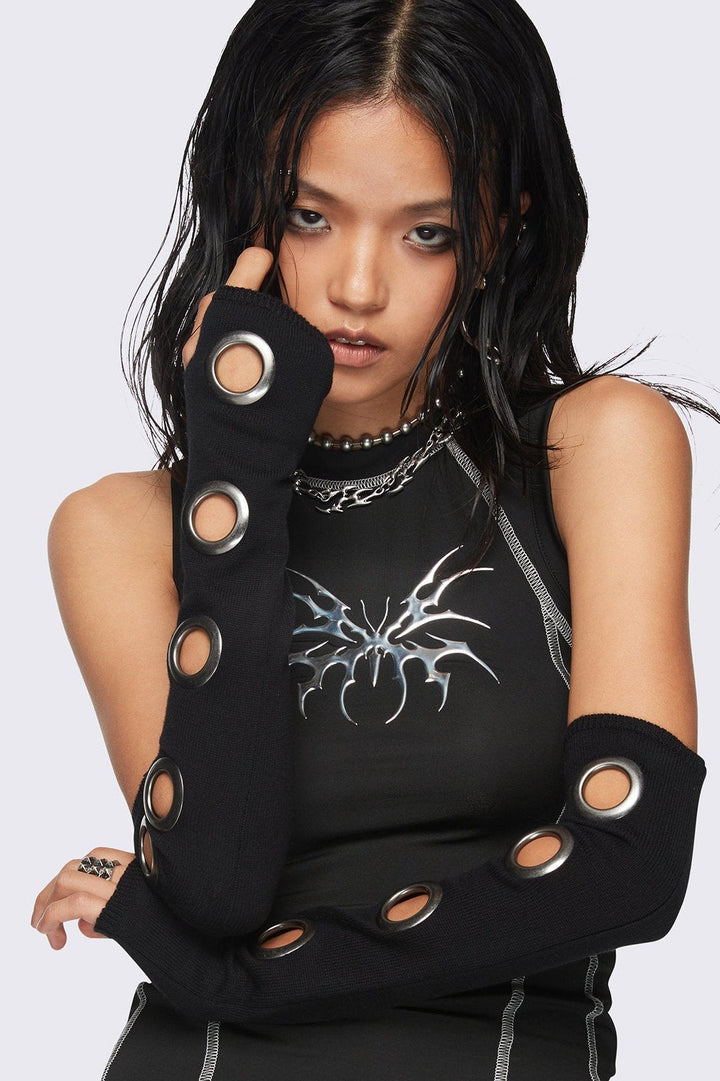Black Arm Warmers with Eyelets | Minga London – Minga London US