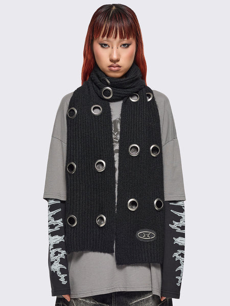 Black Furry Scarf with Eyelets | Minga London – Minga London US