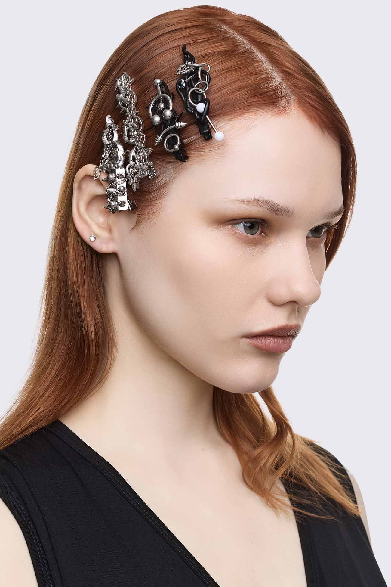 Hair Clips with Sigilism Piercing Details | Minga London display picture 1