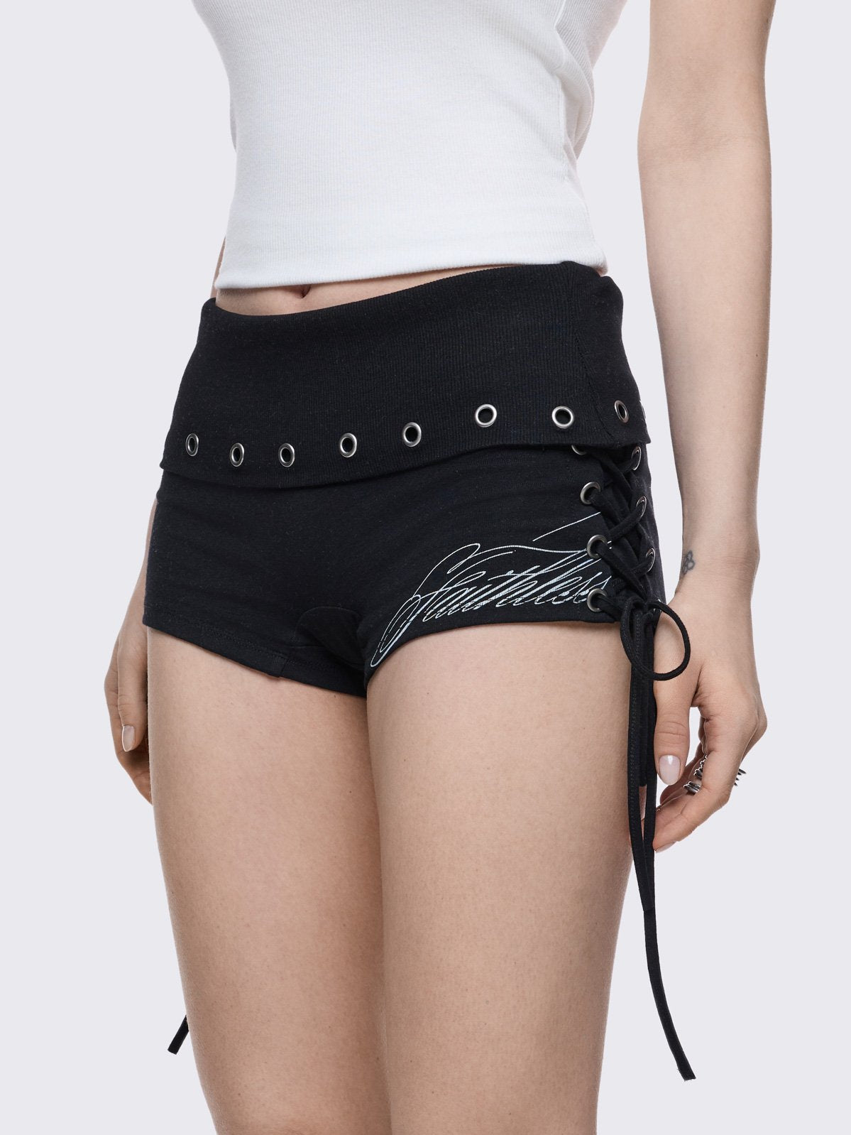 Black sweat hot pants with 