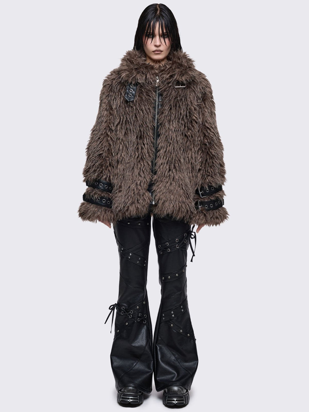 ジャケット・アウター PPFM grunge gimmick fur coat y2k black PPFM