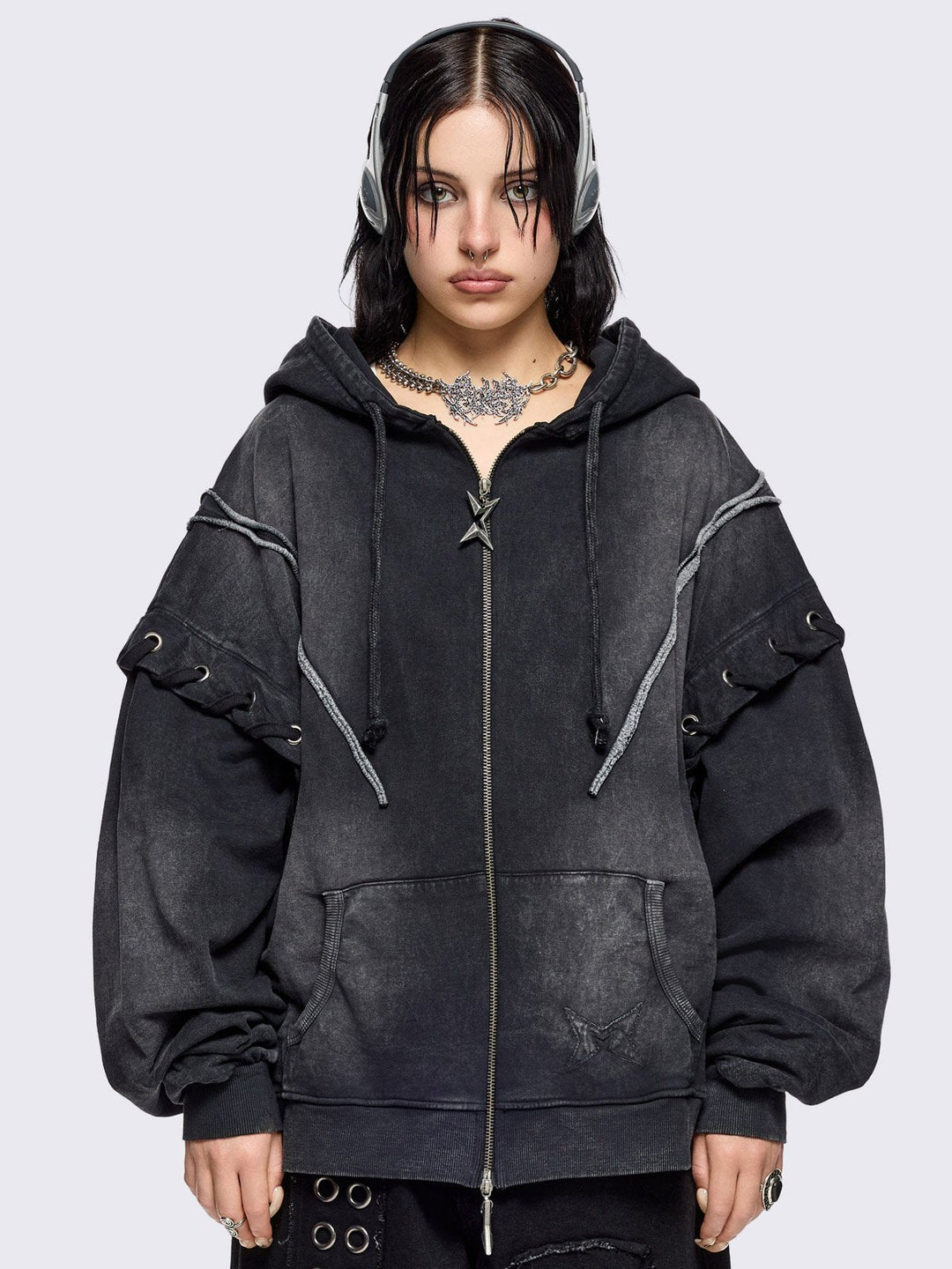 ムスイウィズ HN-088 ghost-wash-zip-up-hoodie-