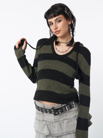 Forest Stripes Knitted Hoodie - Minga EU