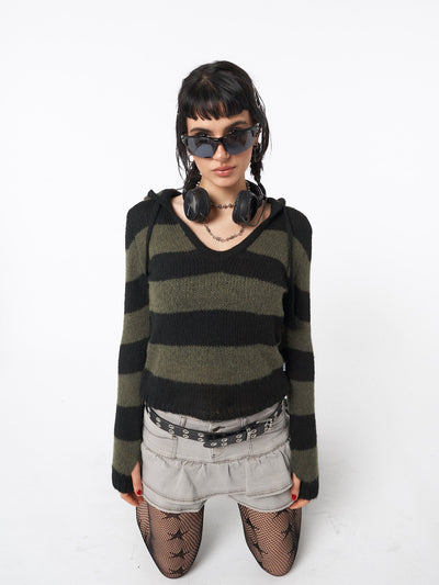 Forest Stripes Knitted Hoodie - Minga EU