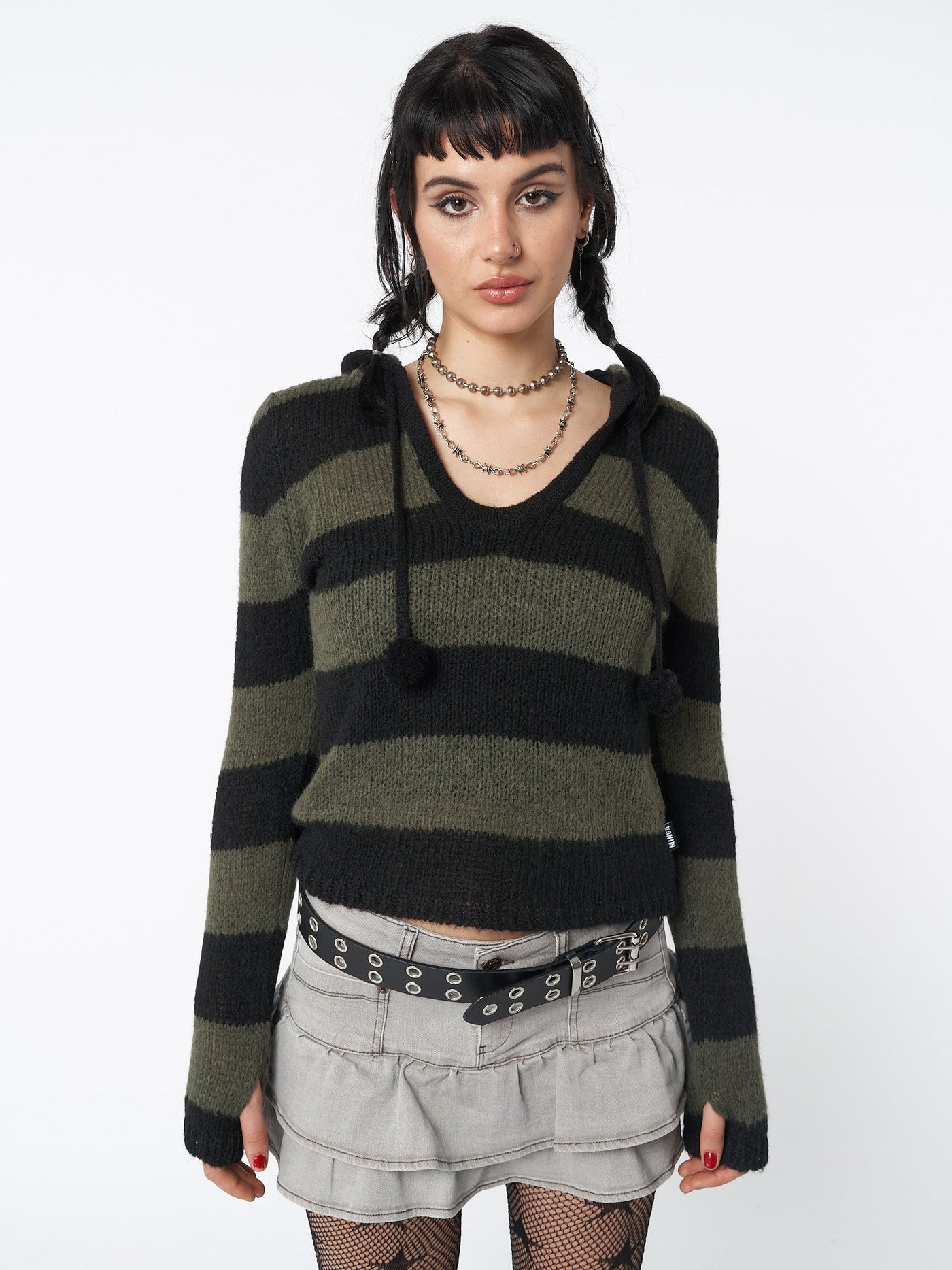 Forest Stripes Knitted Hoodie - Minga EU