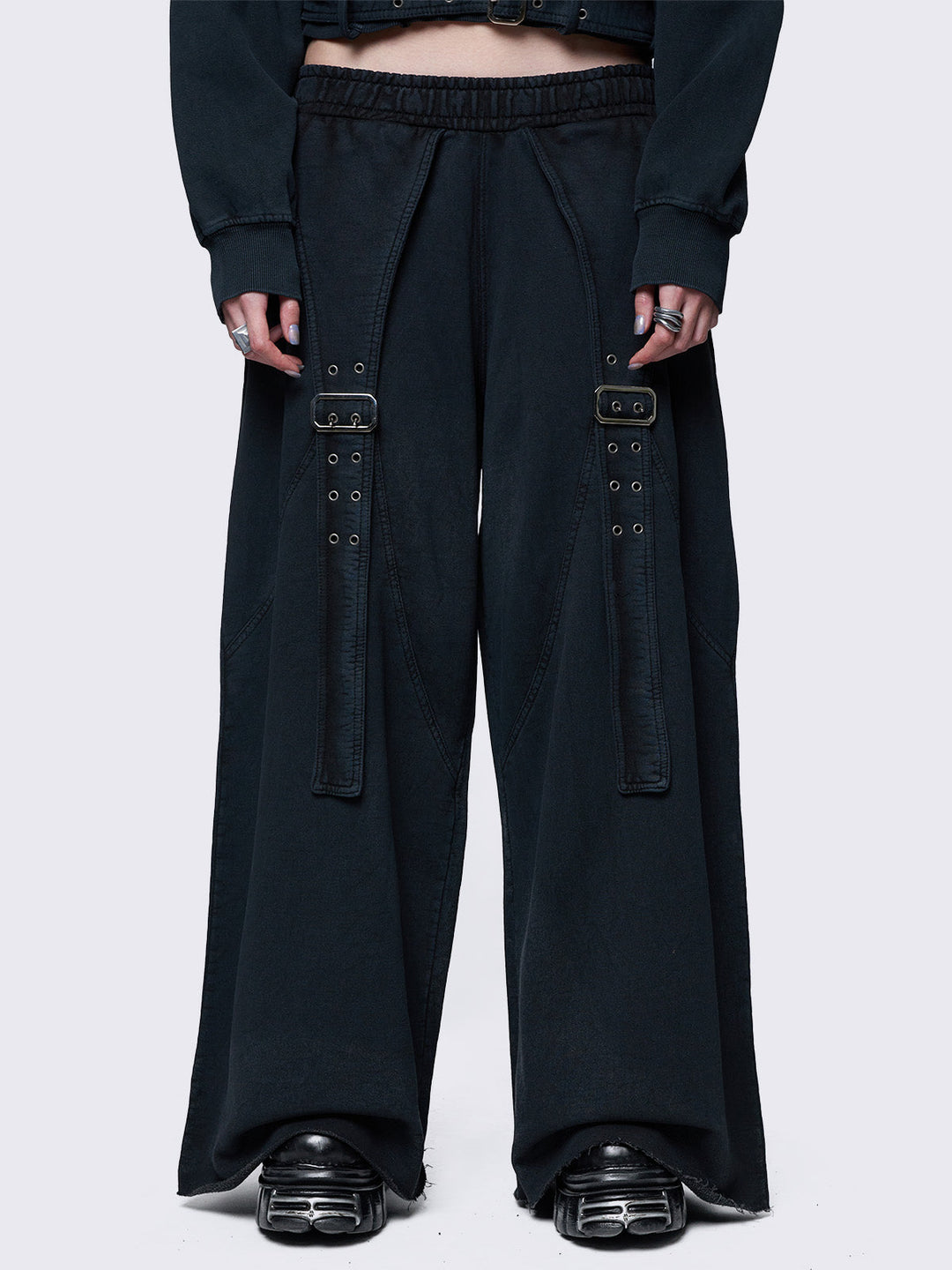 黒　S ribbon smocking sweat pants S ribbon smocking sweat pants