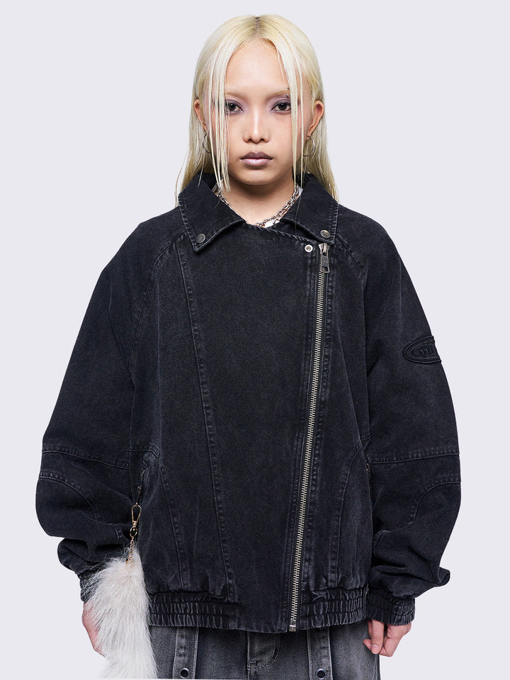 Black Washed Twill Bomber Jacket | Minga London – Minga