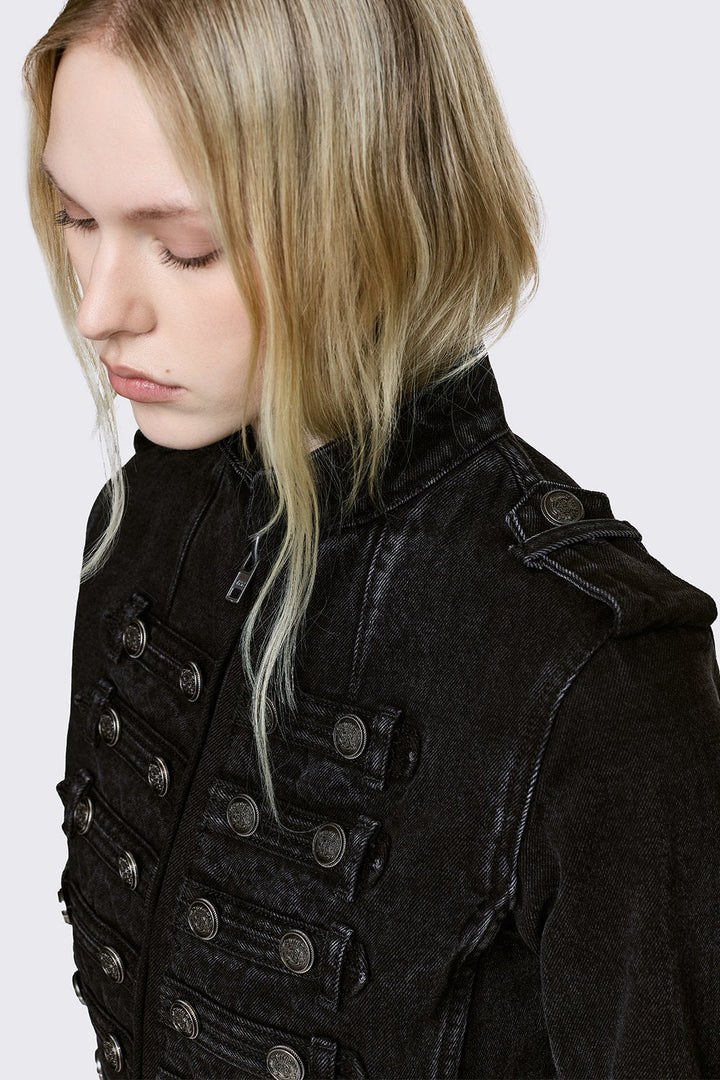 Minga London デニム ミリタリージャケット Black Denim Military Jacket | Minga London