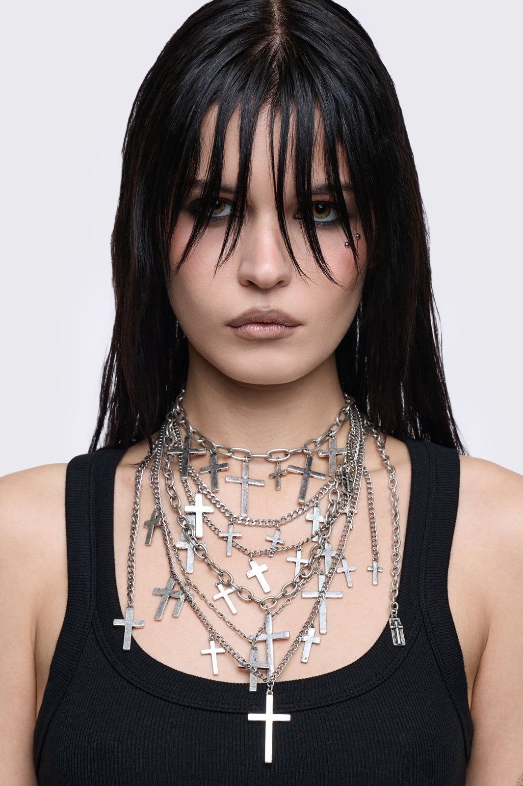 Layered Charm Necklace with Crosses | Minga London – Minga London US