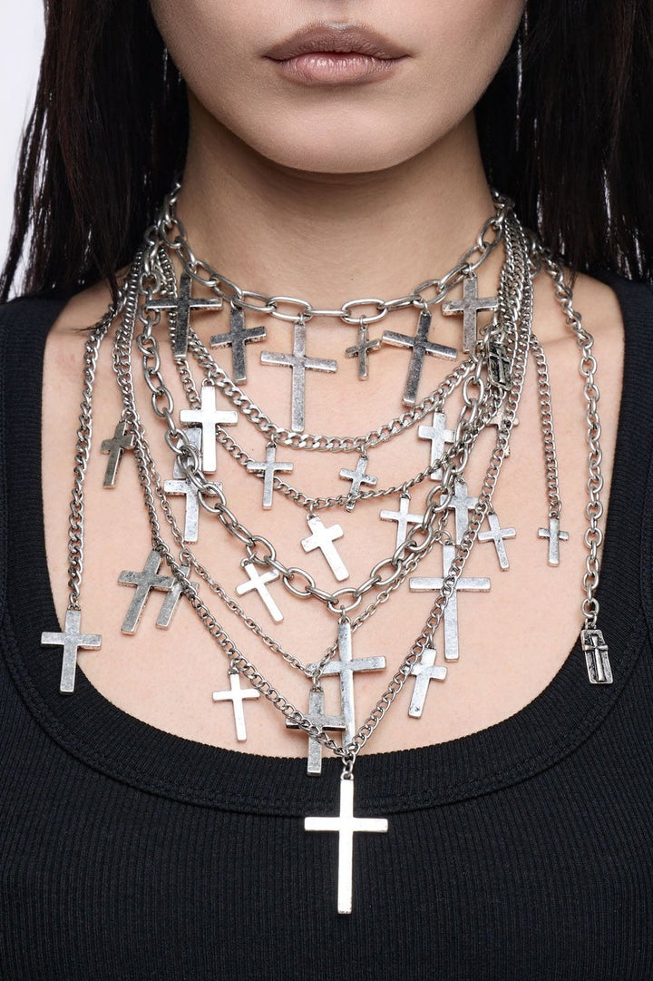 Layered Charm Necklace with Crosses | Minga London – Minga London US