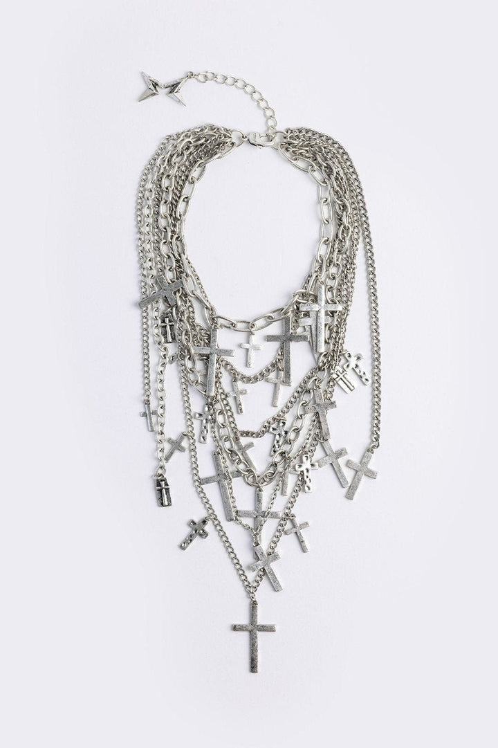 Layered Charm Necklace with Crosses | Minga London – Minga London US