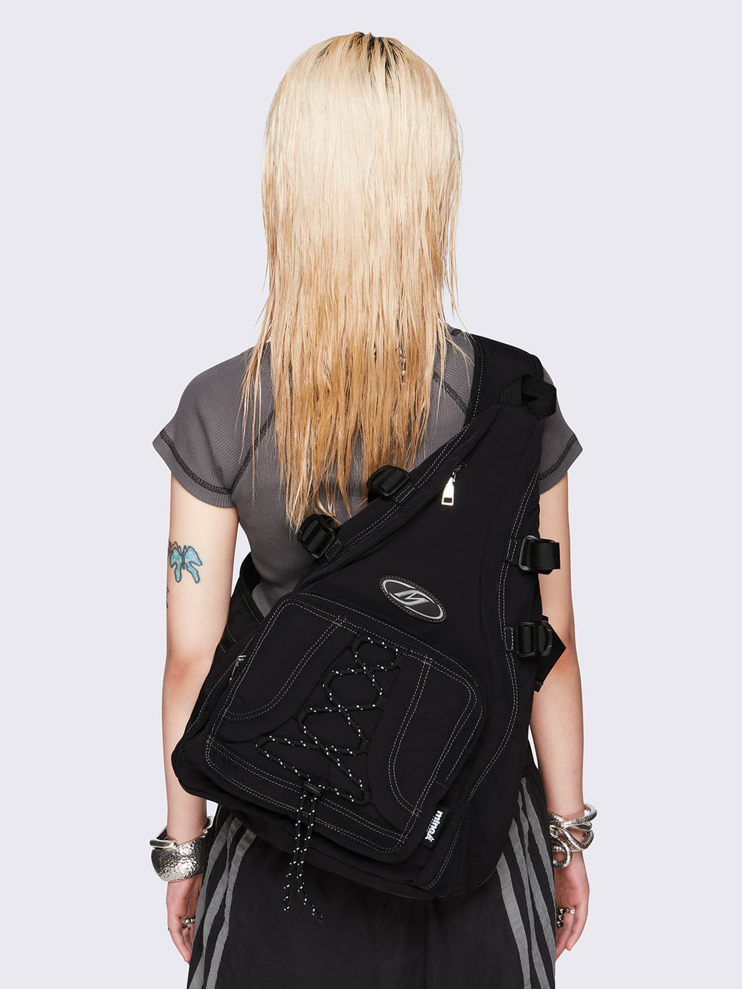 国内未入荷 Minga London - HUNT NYLON SLING BAG Black Nylon Crossbody Sling Bag - Utility Bag | Minga London