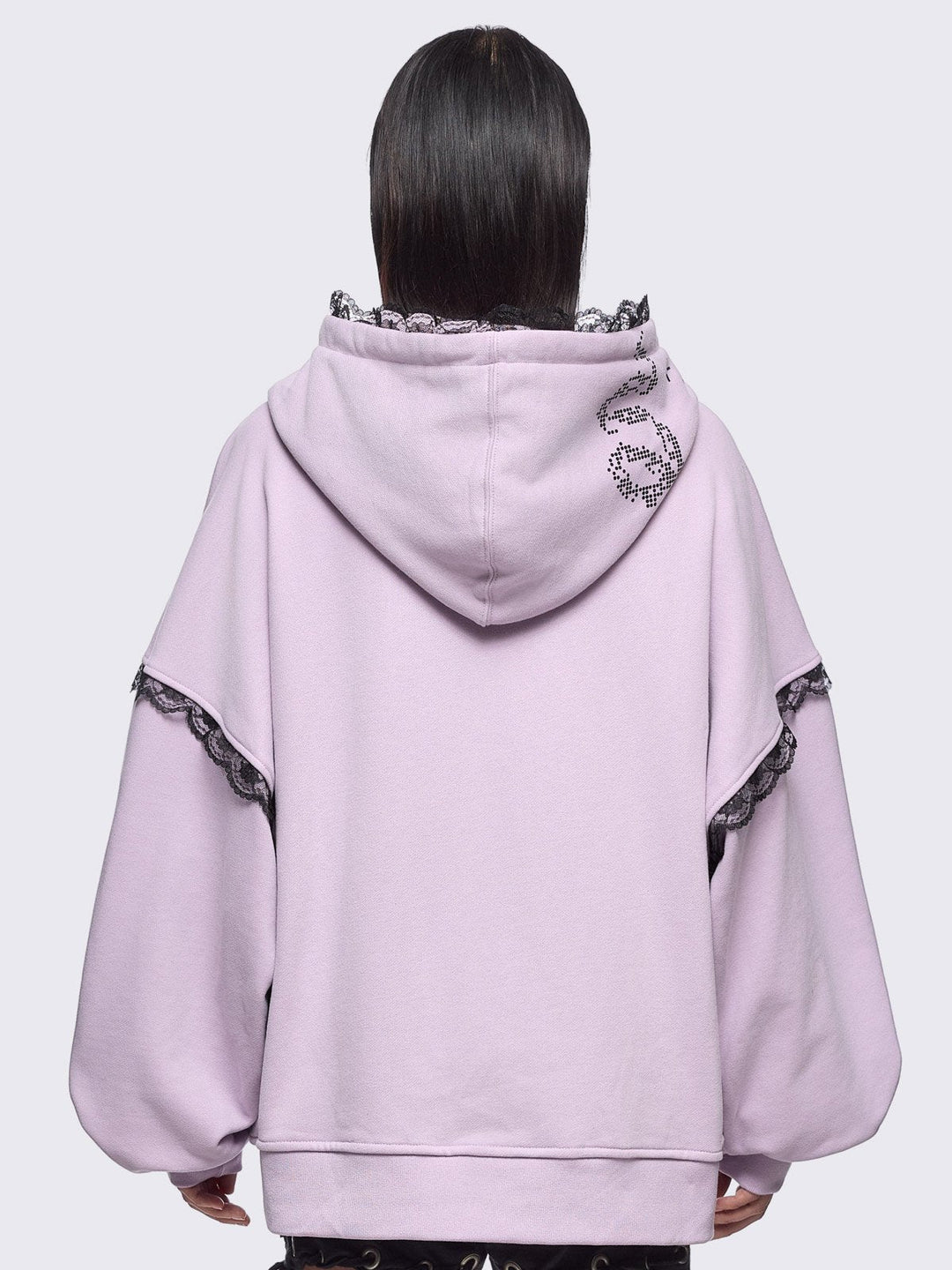 Anime Girl ASCII Graphic Zip Up Hoodie in Baby Pink | Minga London