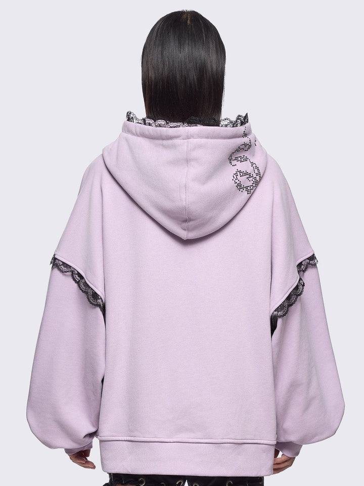 Anime Girl ASCII Graphic Zip Up Hoodie in Baby Pink | Minga London