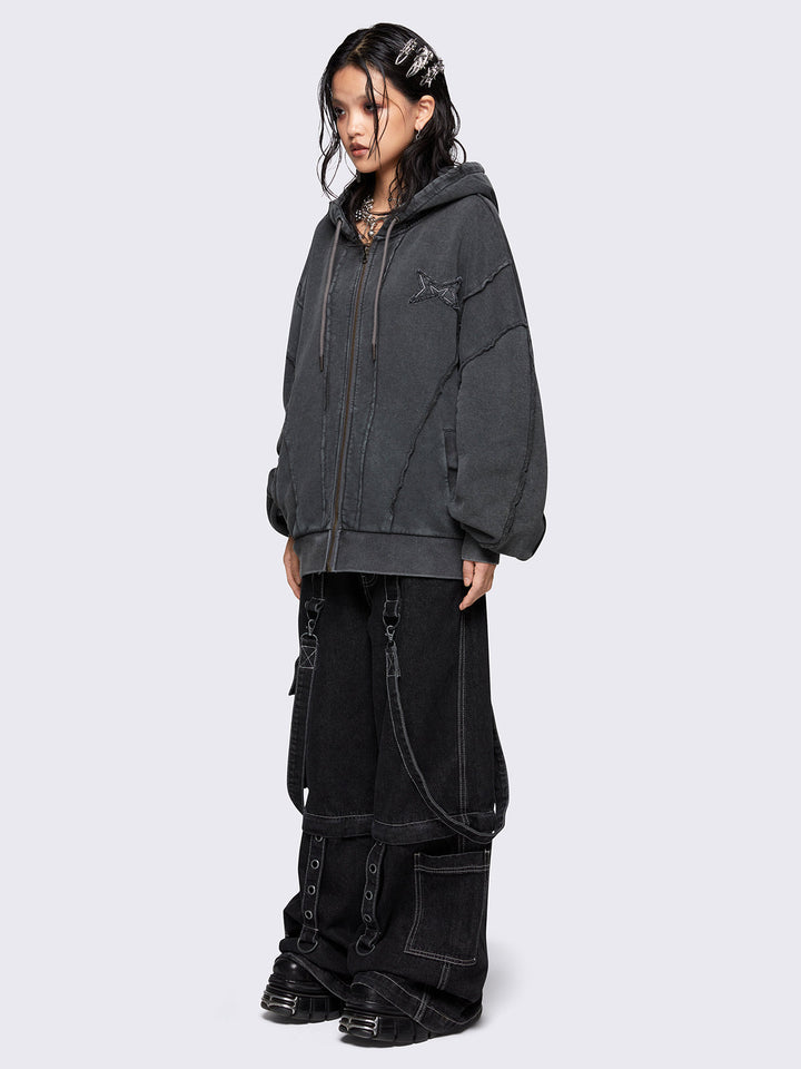 【LOCAL MANSION】関税込★Hand warmer netting hood zip-up warehouse-lot-487-reverse-