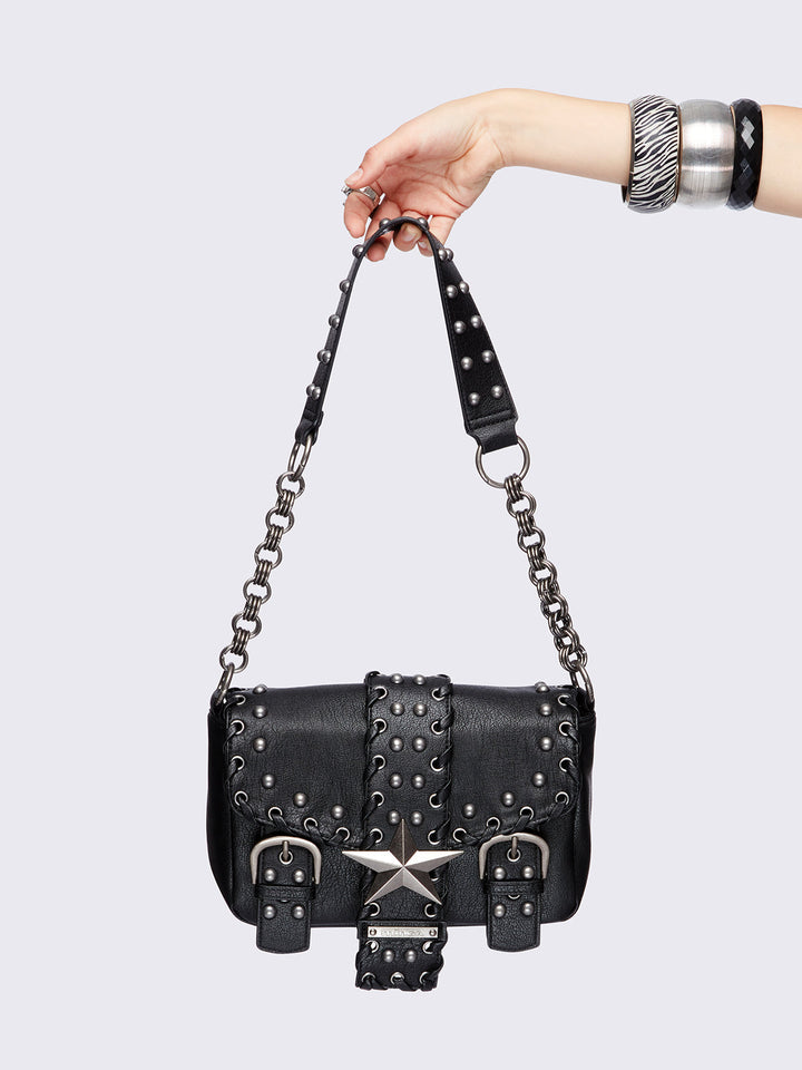 国内未入荷 Minga London - JET STAR VEGAN SHOULDER BAG Black Studded Vegan Leather Shoulder | Minga London – Minga