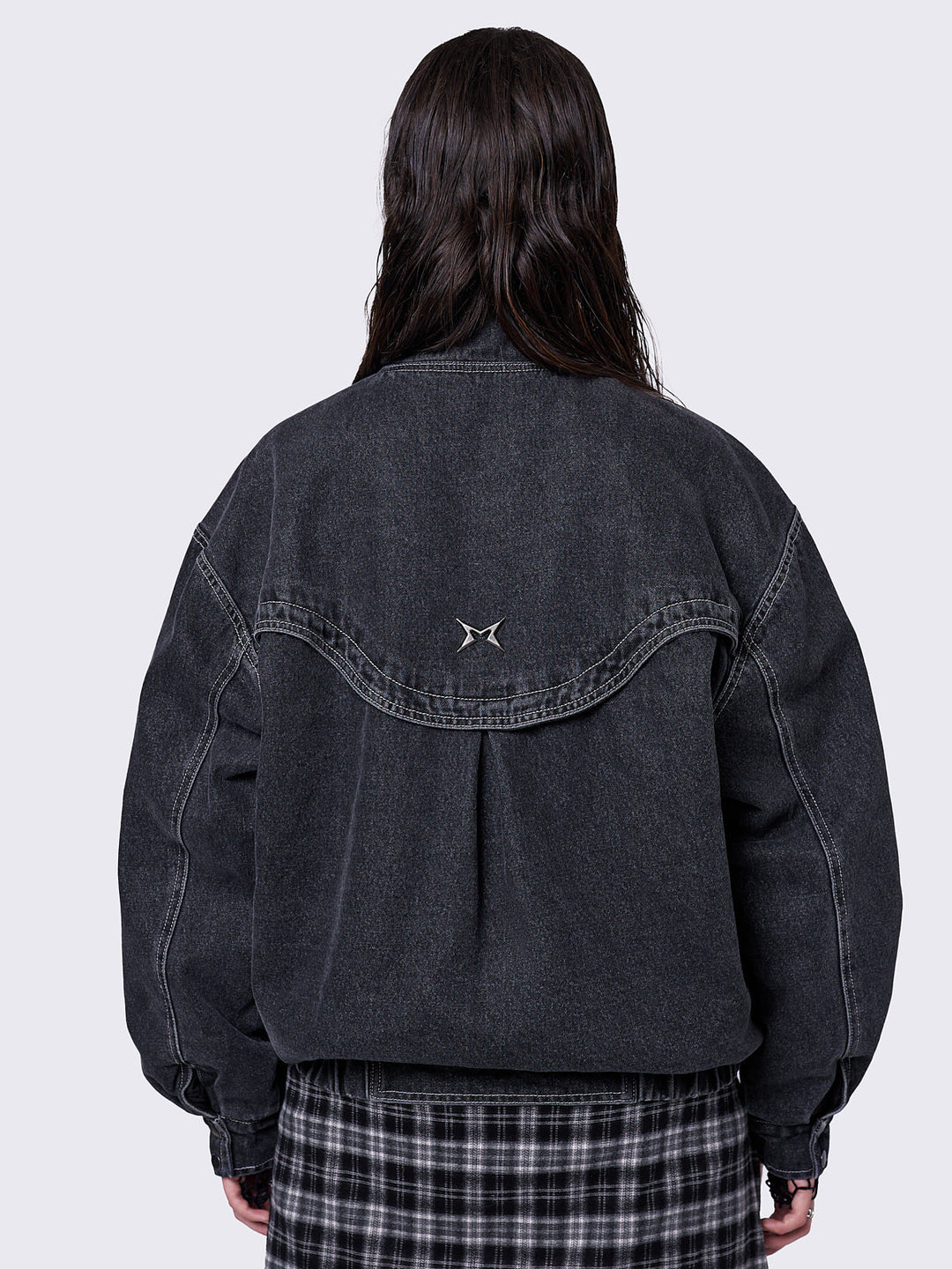 Denim Bomber Jacket in Washed Black | Minga London – Minga