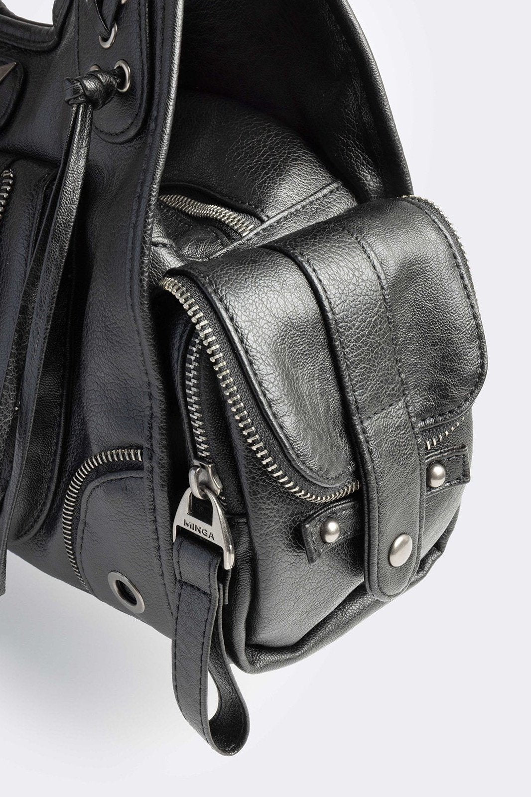 Black Vegan Leather Shoulder Bag | Minga London