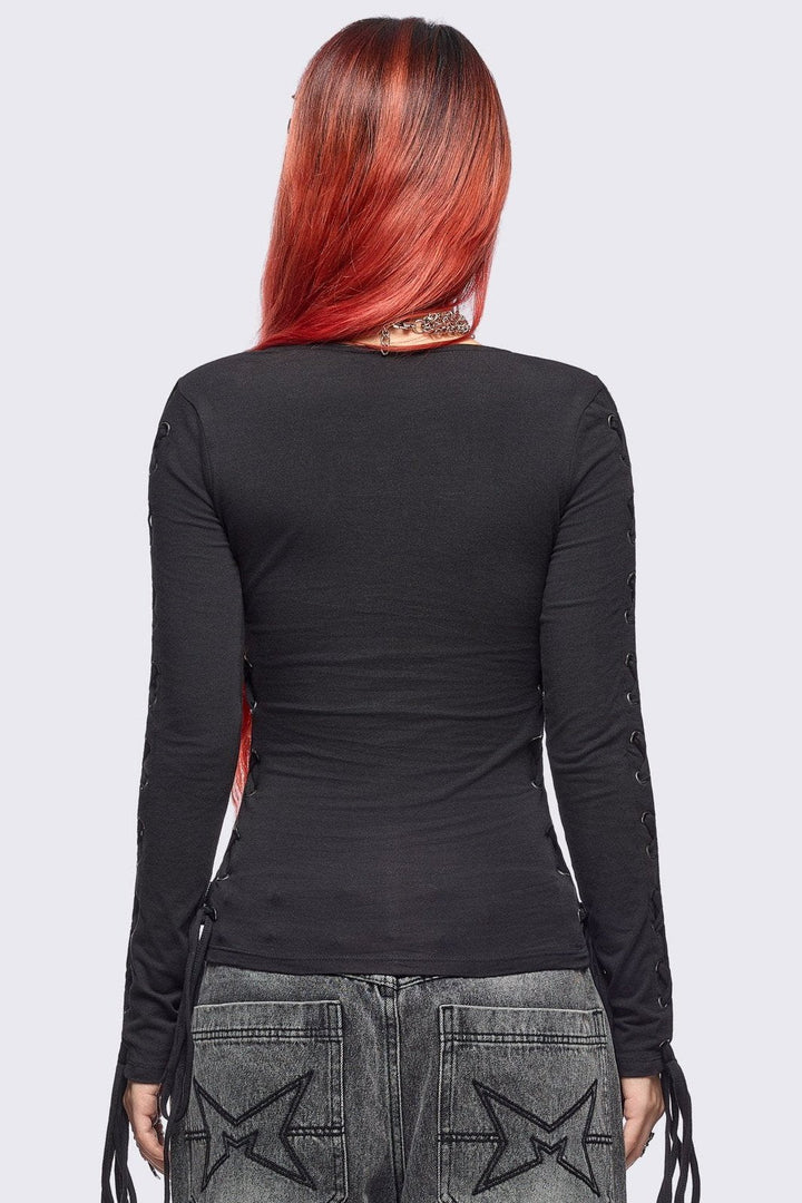 khaela-black-lace-up-top-
