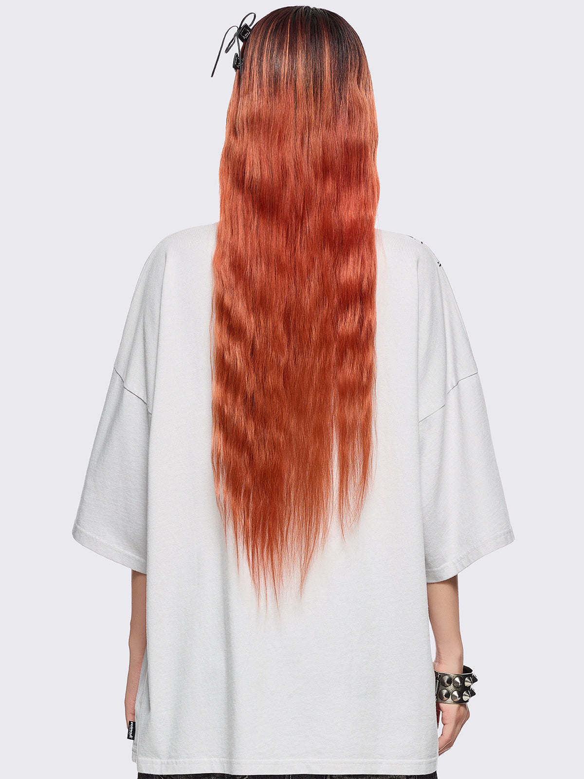 Off white t-shirt with emo girl angel graphic front print.