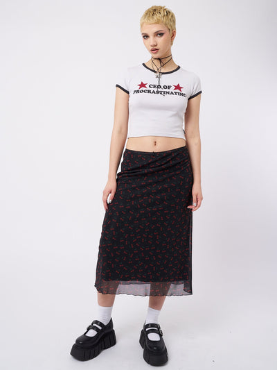 Cherry Cola Mesh Midi Skirt - Minga EU