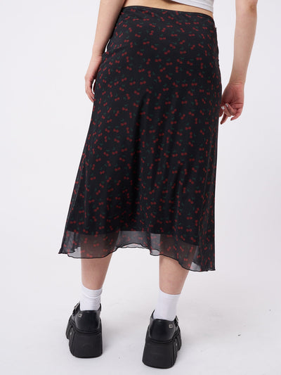 Cherry Cola Mesh Midi Skirt - Minga EU