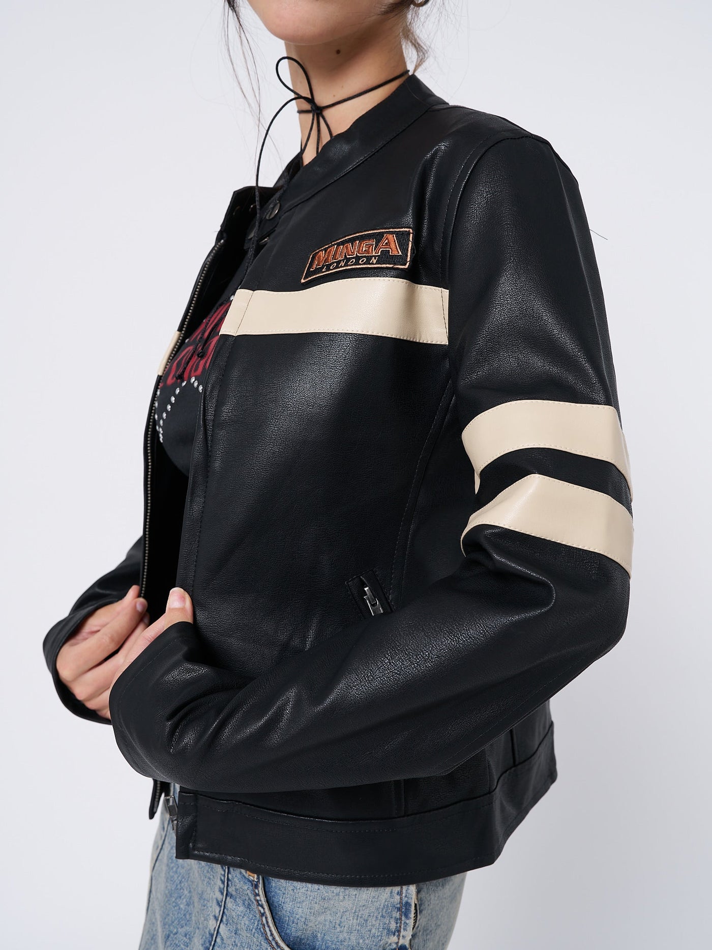 Chiara Black Vegan Racer Jacket - Minga EU