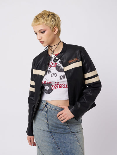 Chiara Black Vegan Racer Jacket - Minga EU