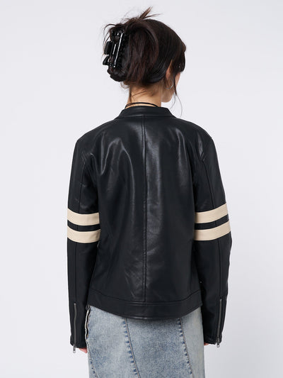 Chiara Black Vegan Racer Jacket - Minga EU