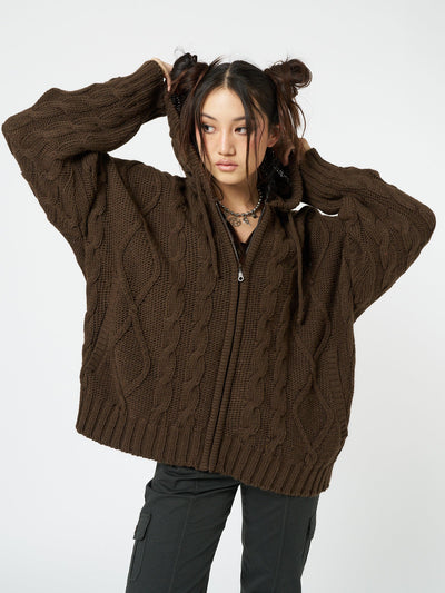 Eli Brown Zip Up Cable Knit Cardigan - Minga EU