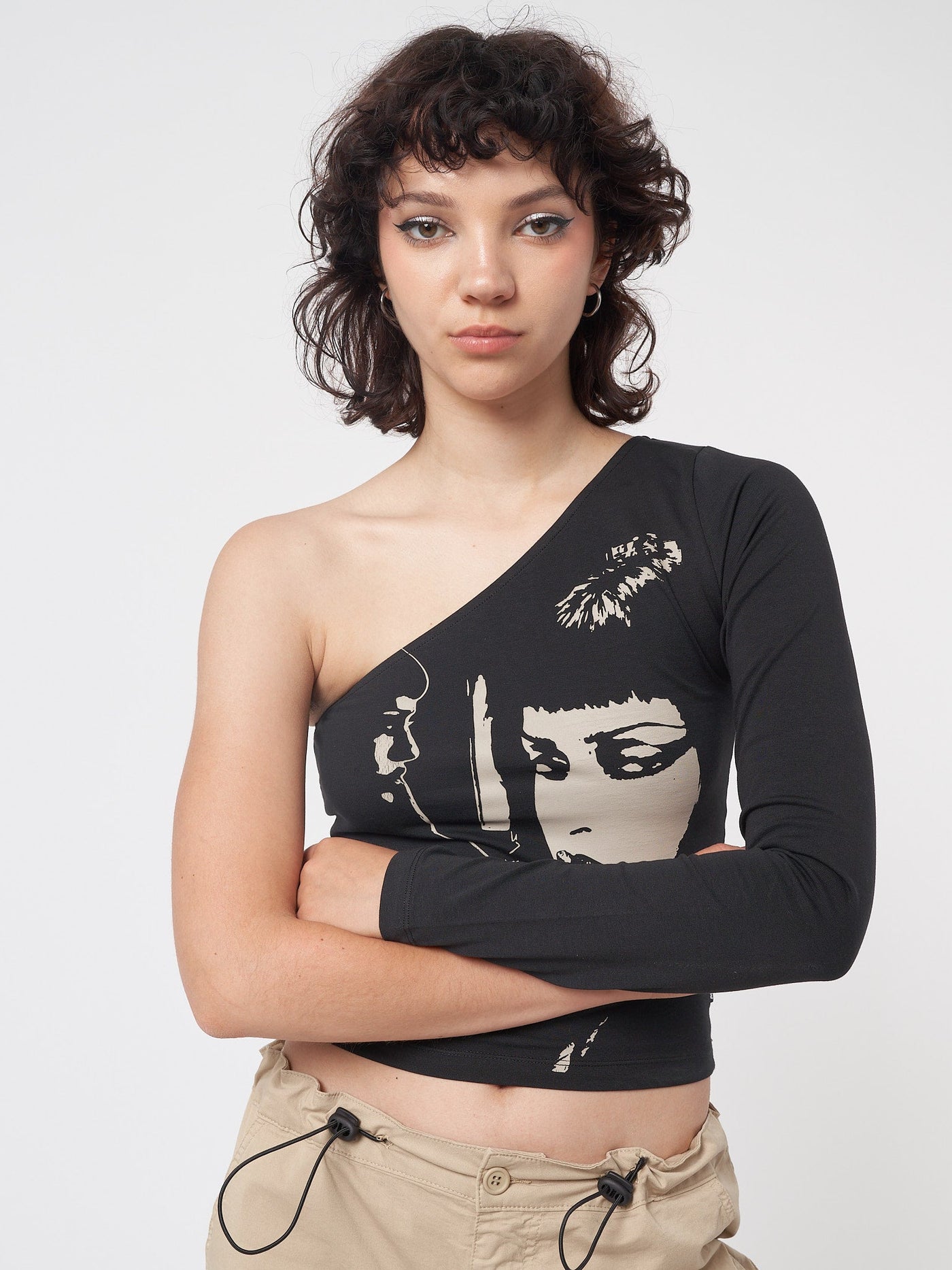 Face Off Black One Shoulder Top - Minga EU