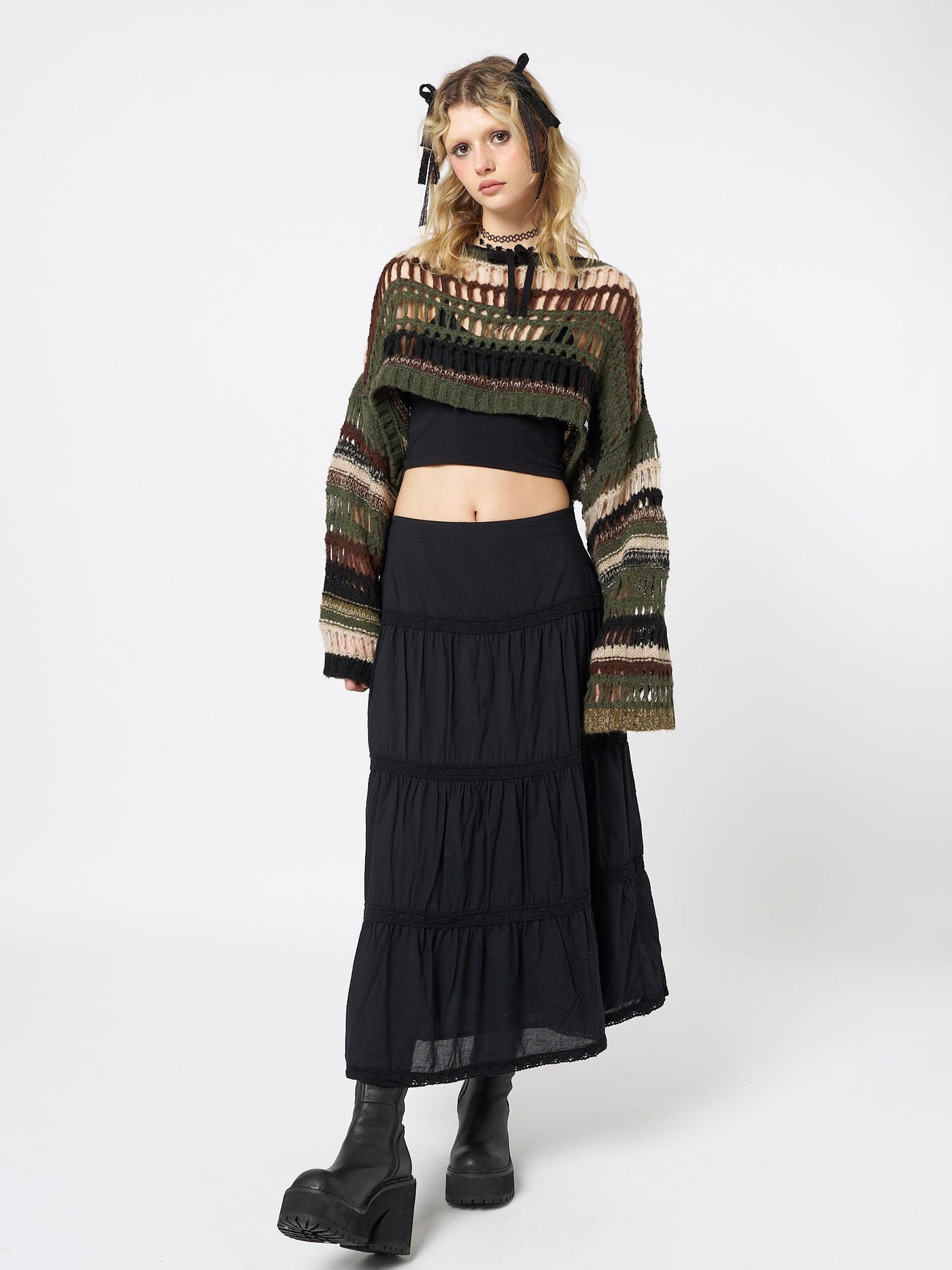 Giselle Green Extreme Crop Knit Sweater - Minga EU