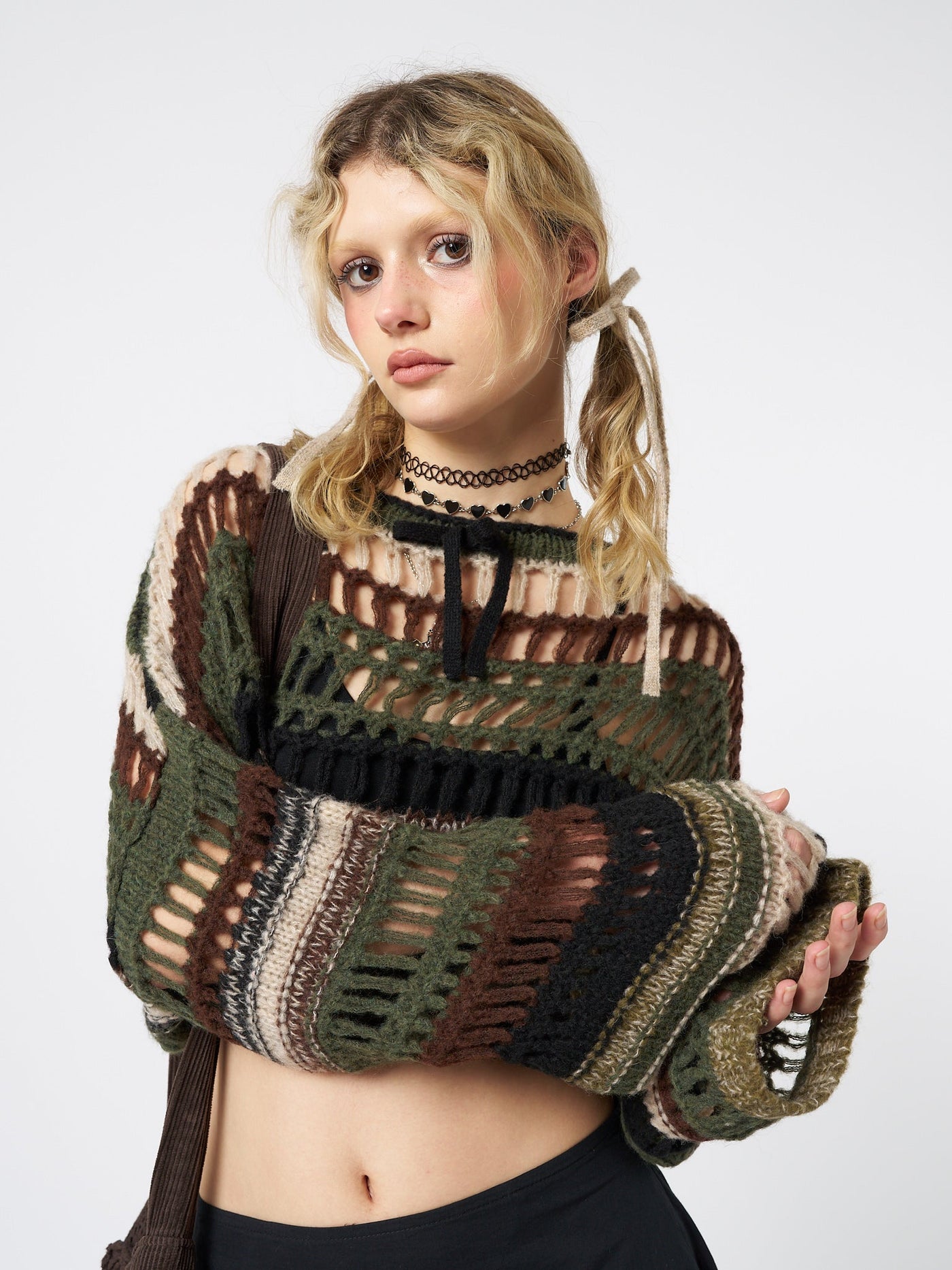 Giselle Green Extreme Crop Knit Sweater - Minga EU