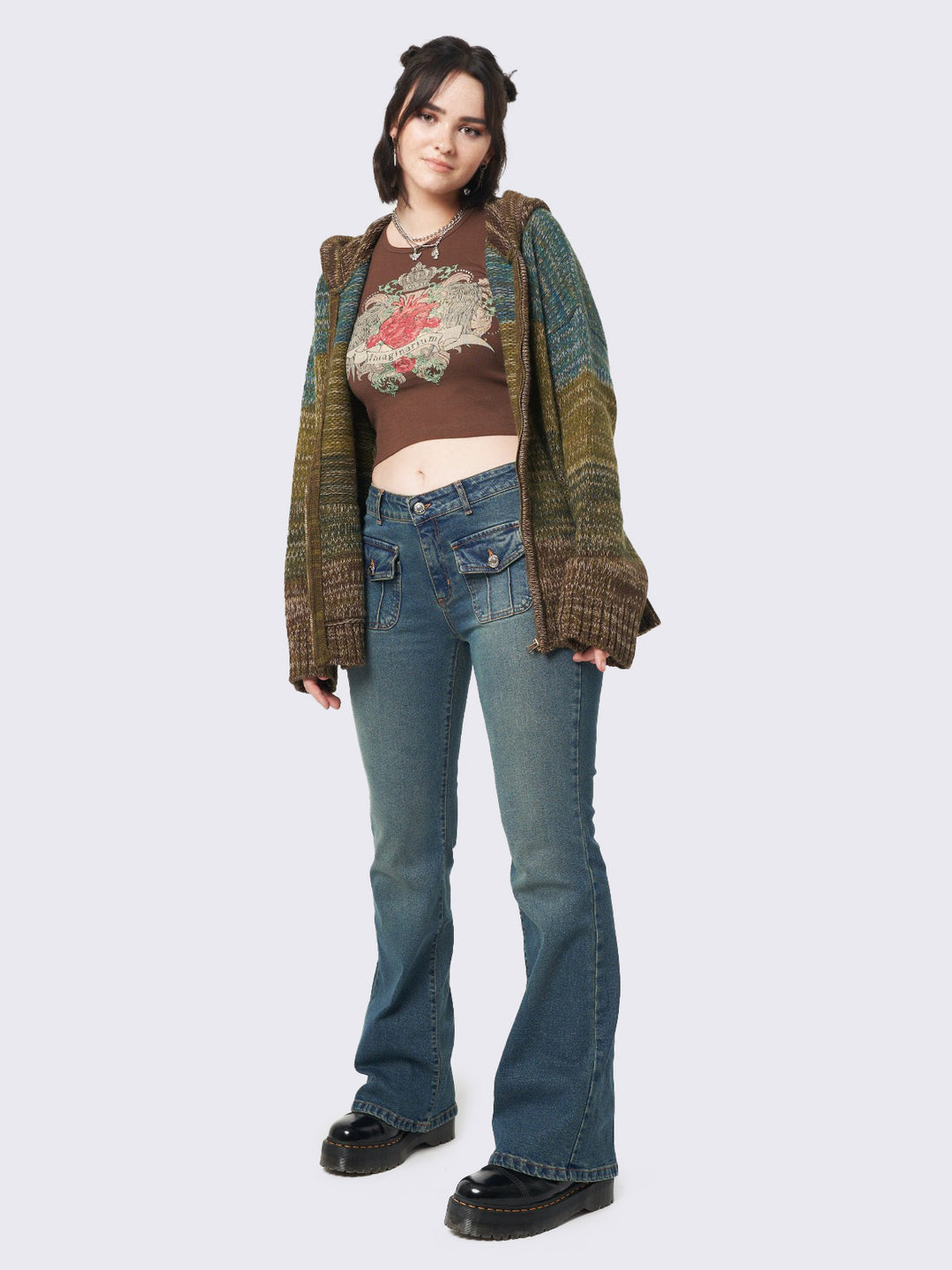 NKNIT KNIT mini hoodie グリーンキラキラ mesh knit zip foodie | NKNIT