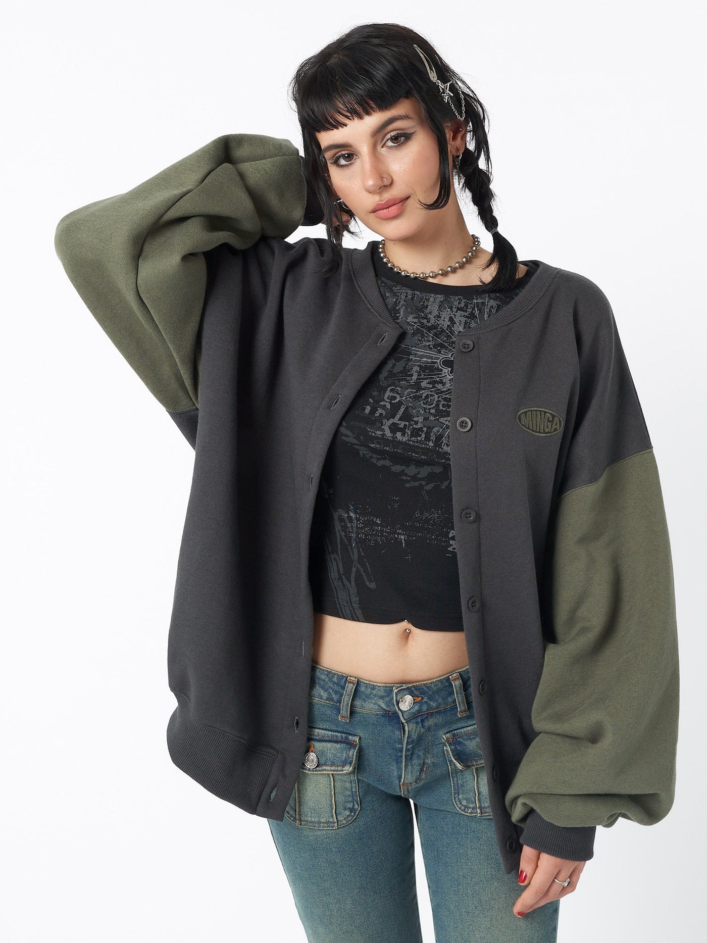 Ivy Black Green Bomber Jacket - Minga EU