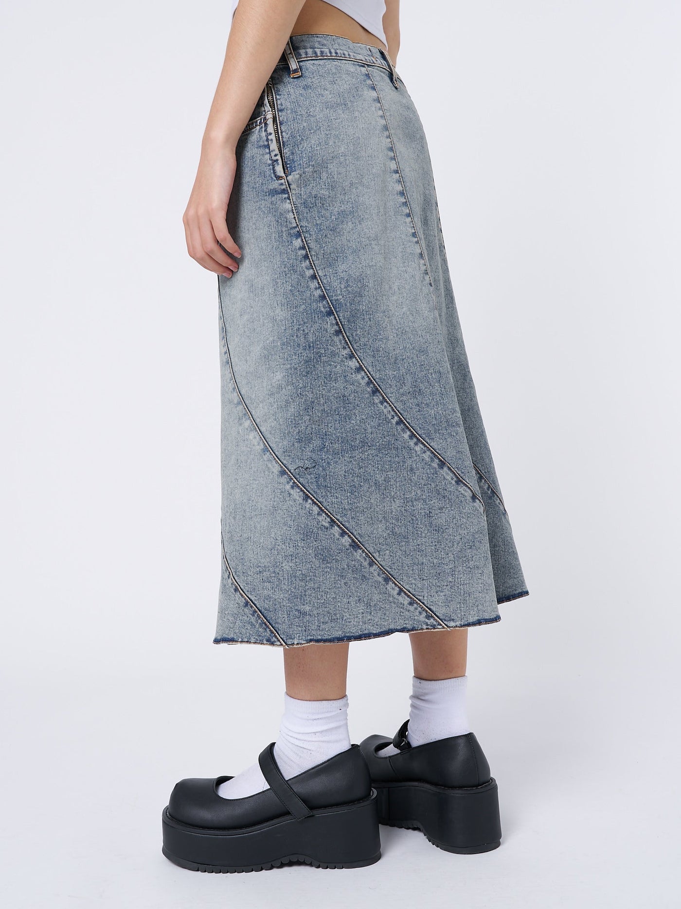 Lizzie Flared Denim Maxi Skirt - Minga EU