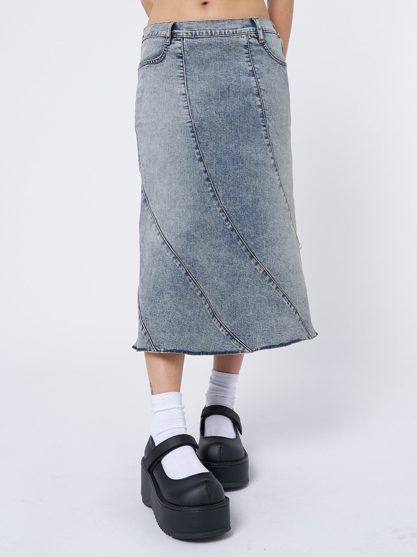 Lizzie Flared Denim Maxi Skirt - Minga EU