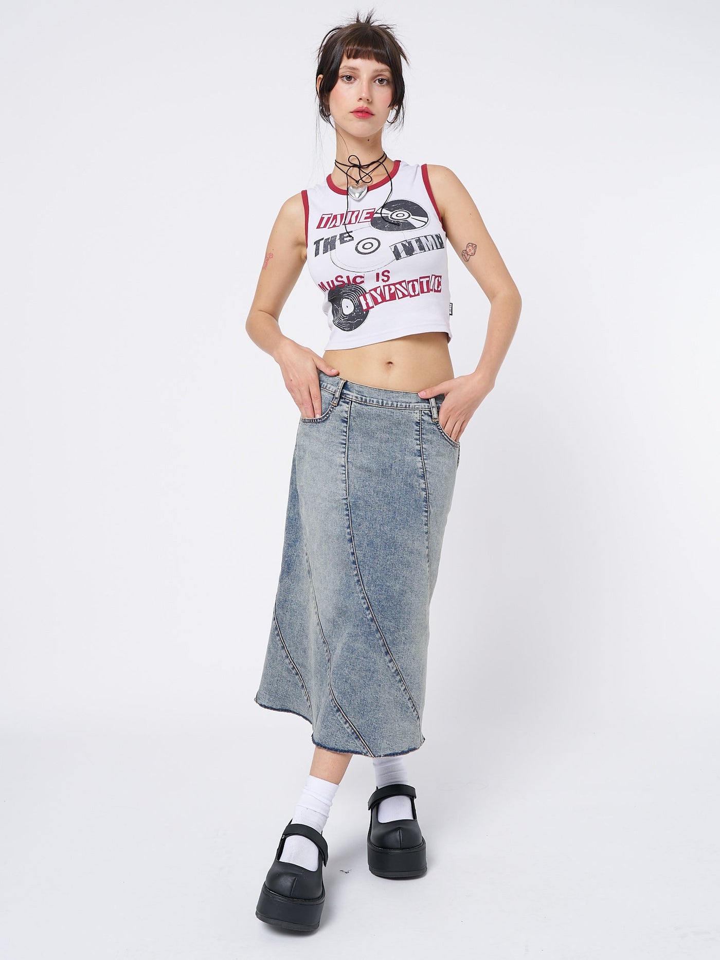 Lizzie Flared Denim Maxi Skirt - Minga EU