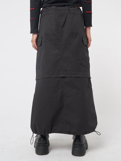 Ruby Black Maxi Tech Cargo Skirt - Minga EU