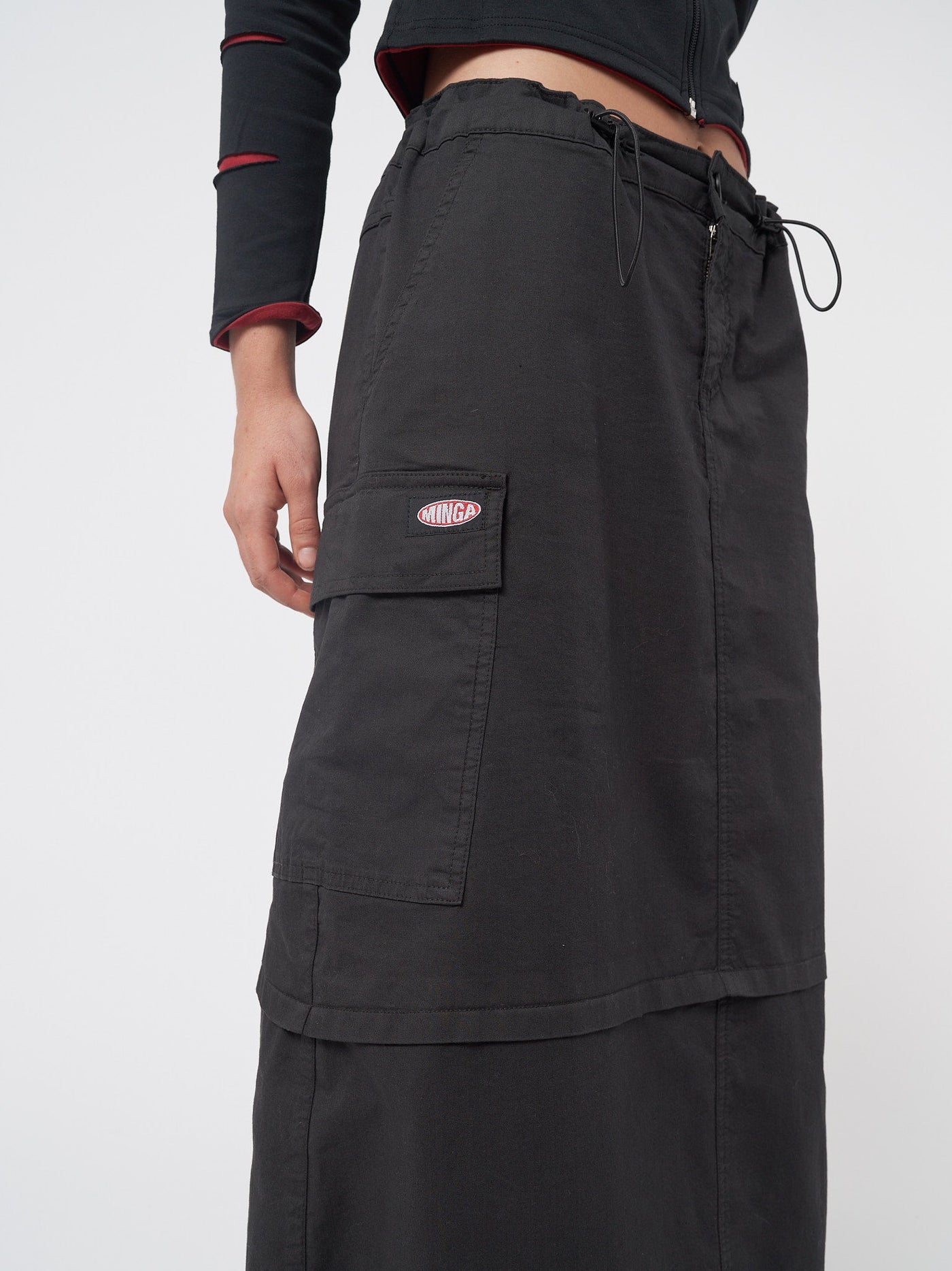 Ruby Black Maxi Tech Cargo Skirt - Minga EU