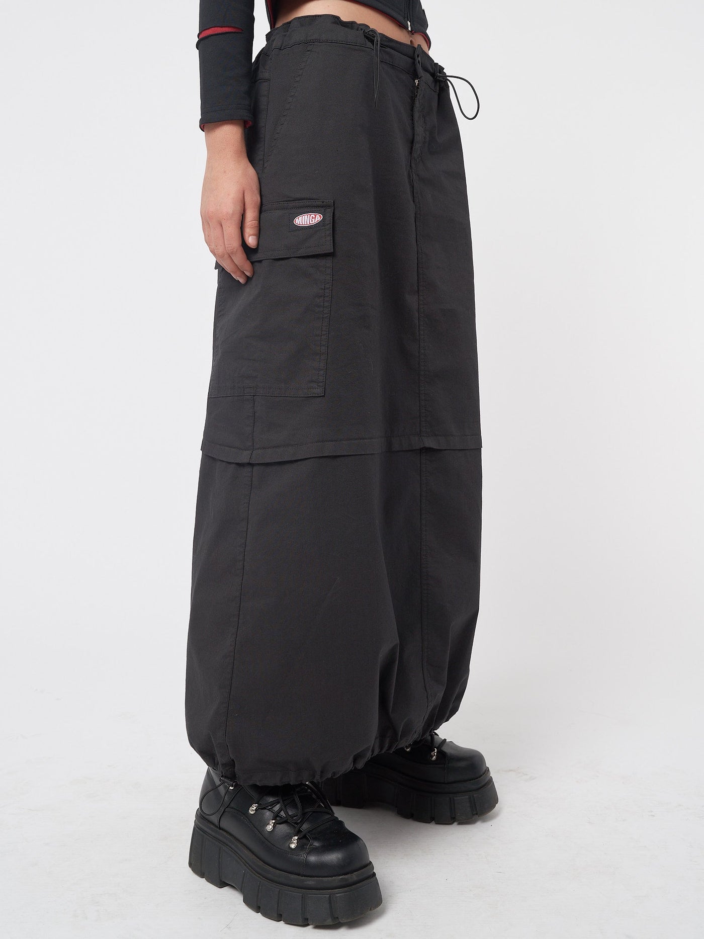 Ruby Black Maxi Tech Cargo Skirt - Minga EU