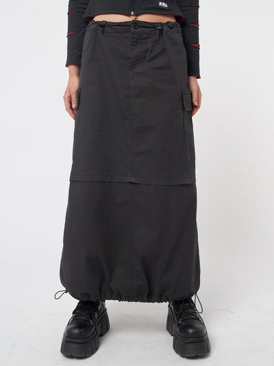 Ruby Black Maxi Tech Cargo Skirt - Minga EU