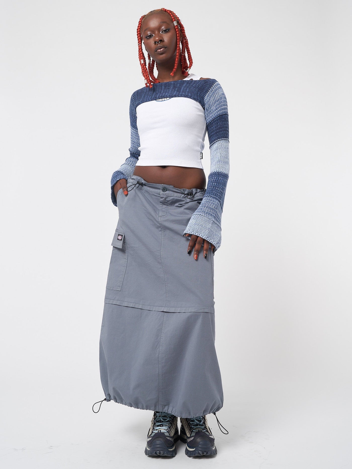 Ruby Stone Blue Maxi Tech Cargo Skirt - Minga EU