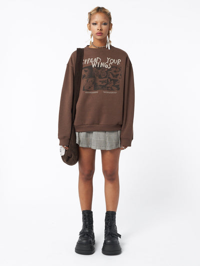 Spread Your Wings Brown Sweatshirt - Minga EU