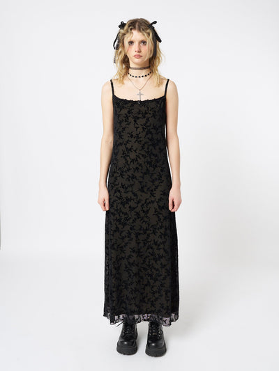 Titania Black Mesh Maxi Dress - Minga EU