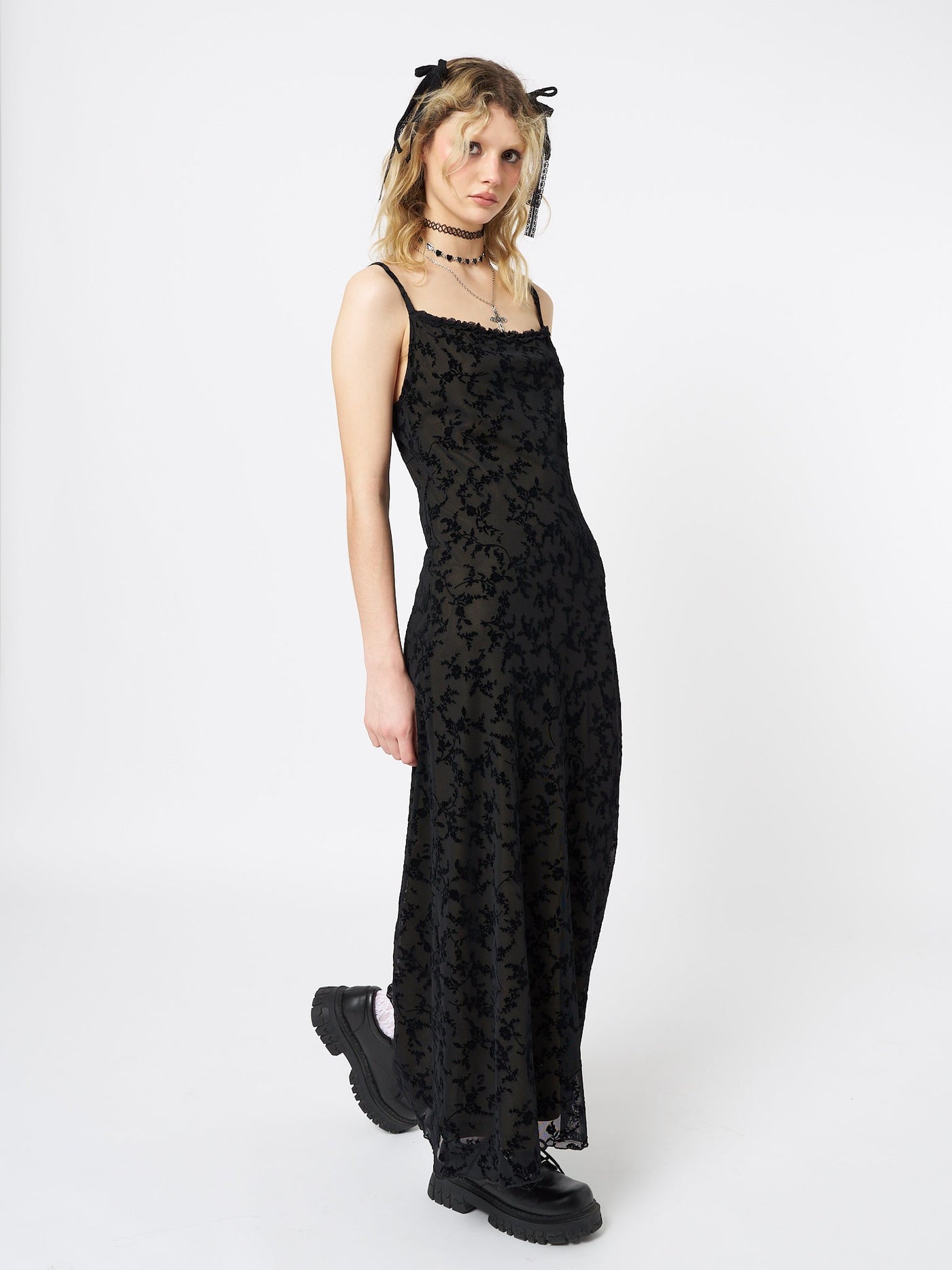 Titania Black Mesh Maxi Dress - Minga EU