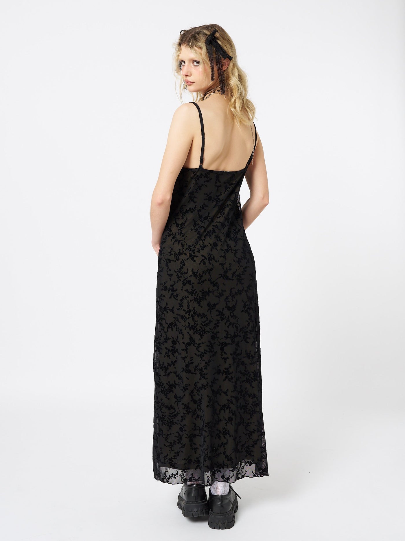 Titania Black Mesh Maxi Dress - Minga EU