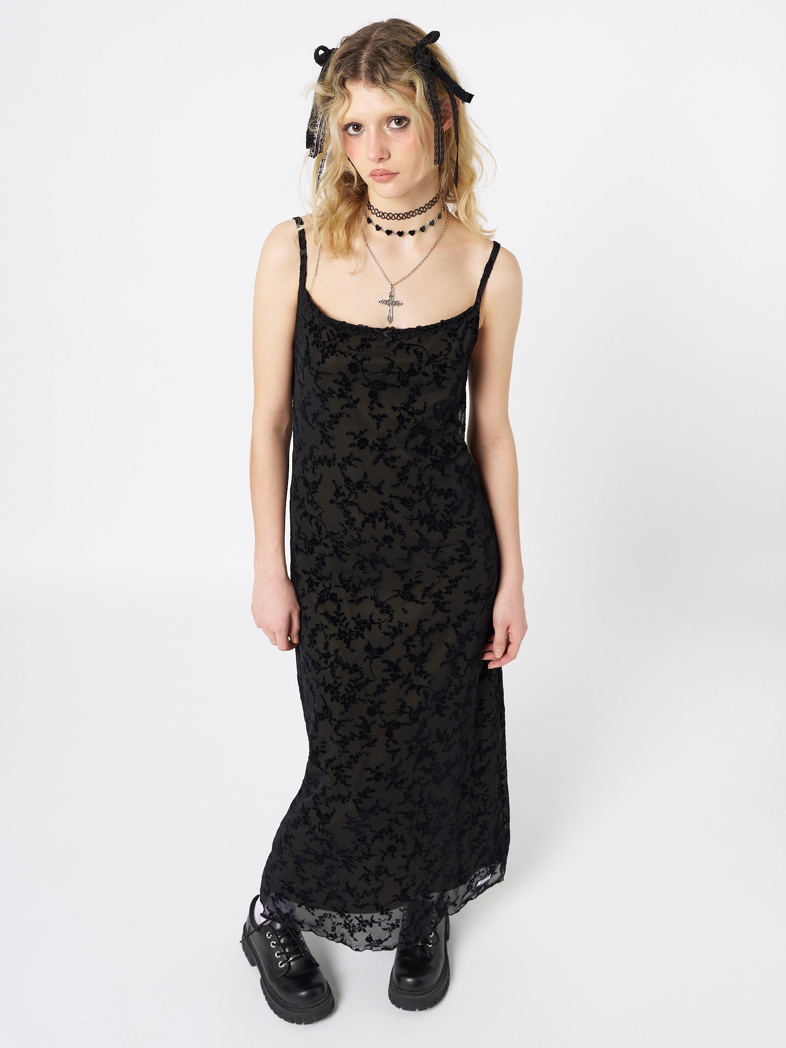 Titania Black Mesh Maxi Dress - Minga EU